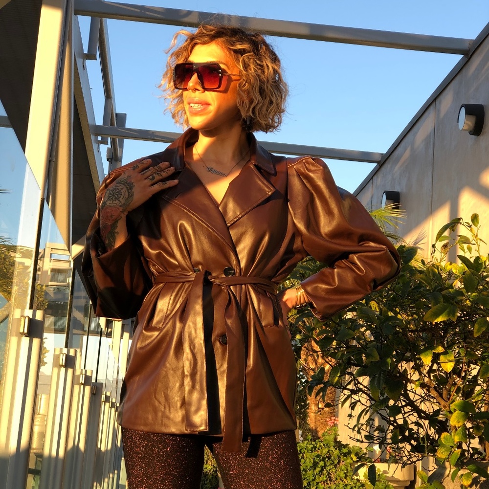 Chocolate Vegan Leather Jacket